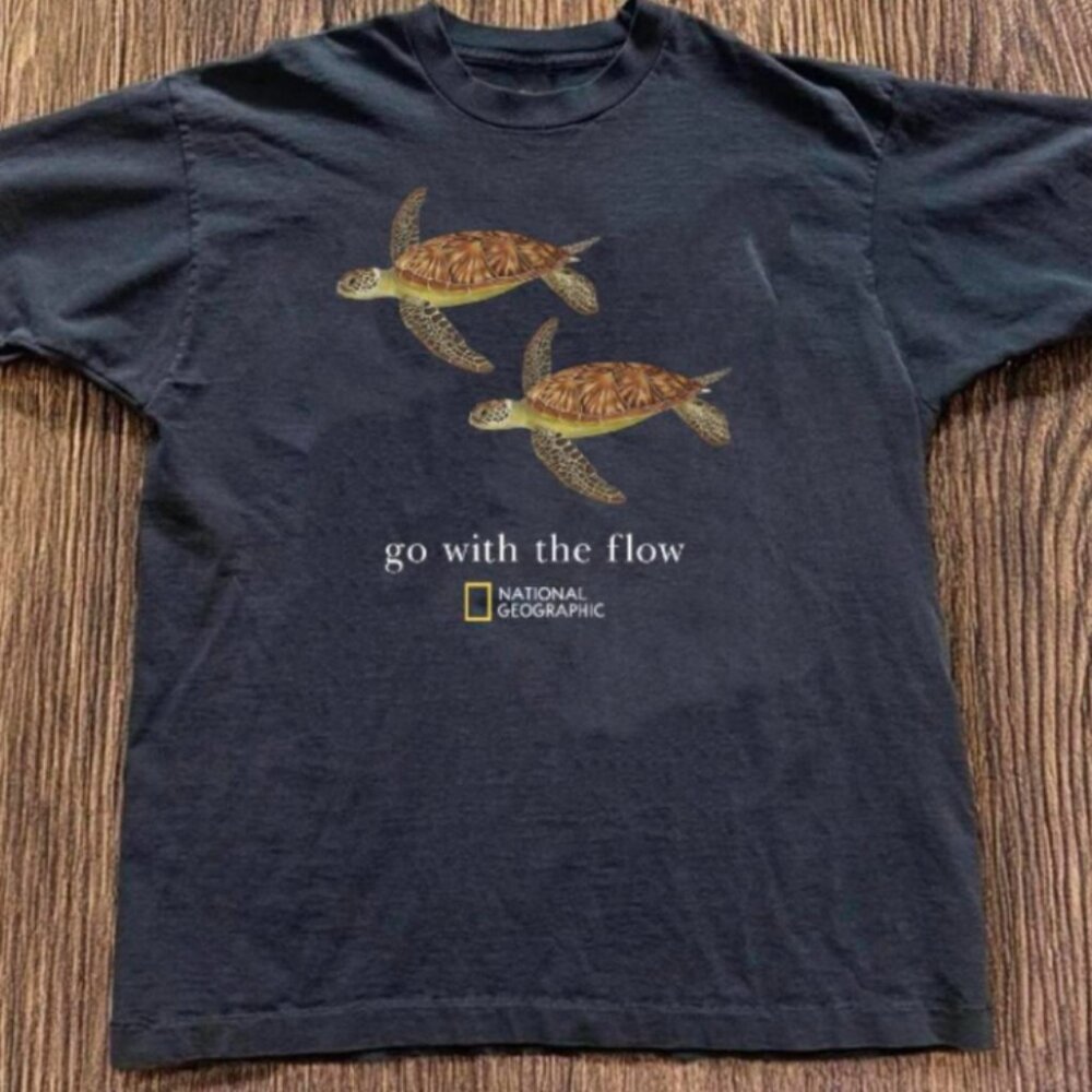 Gildan Black Short Sleeve Tee with Turtle Graphic